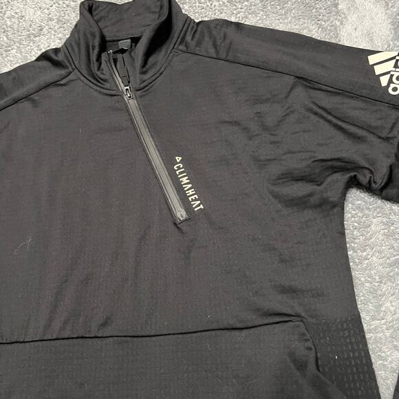 Adidas Jacket Mens Large Climaheat 1/4 Zip Pullover Jacket Black M ID - Picture 2 of 8
